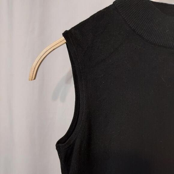 JM Collection Petite Black Knit Sleeveless Mock Neck Turtleneck Sweater Tank Top - Picture 5 of 6